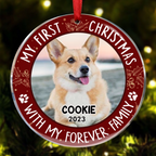 Ornement circulaire en acrylique personnalisé – Photo personnalisée pour les amoureux des animaux pour un premier Noël