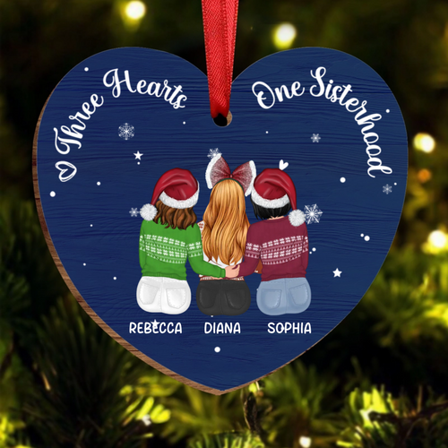 Christmas One Sisterhood - Personalized Custom Shaped Wooden Ornament