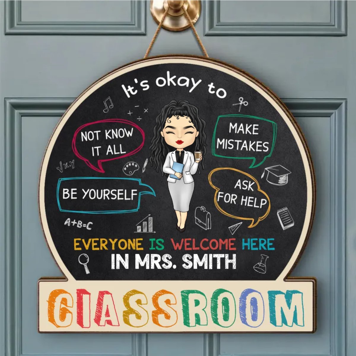 Teacher - In This Classroom It's Okay To - Personalized Shaped Wood Sign