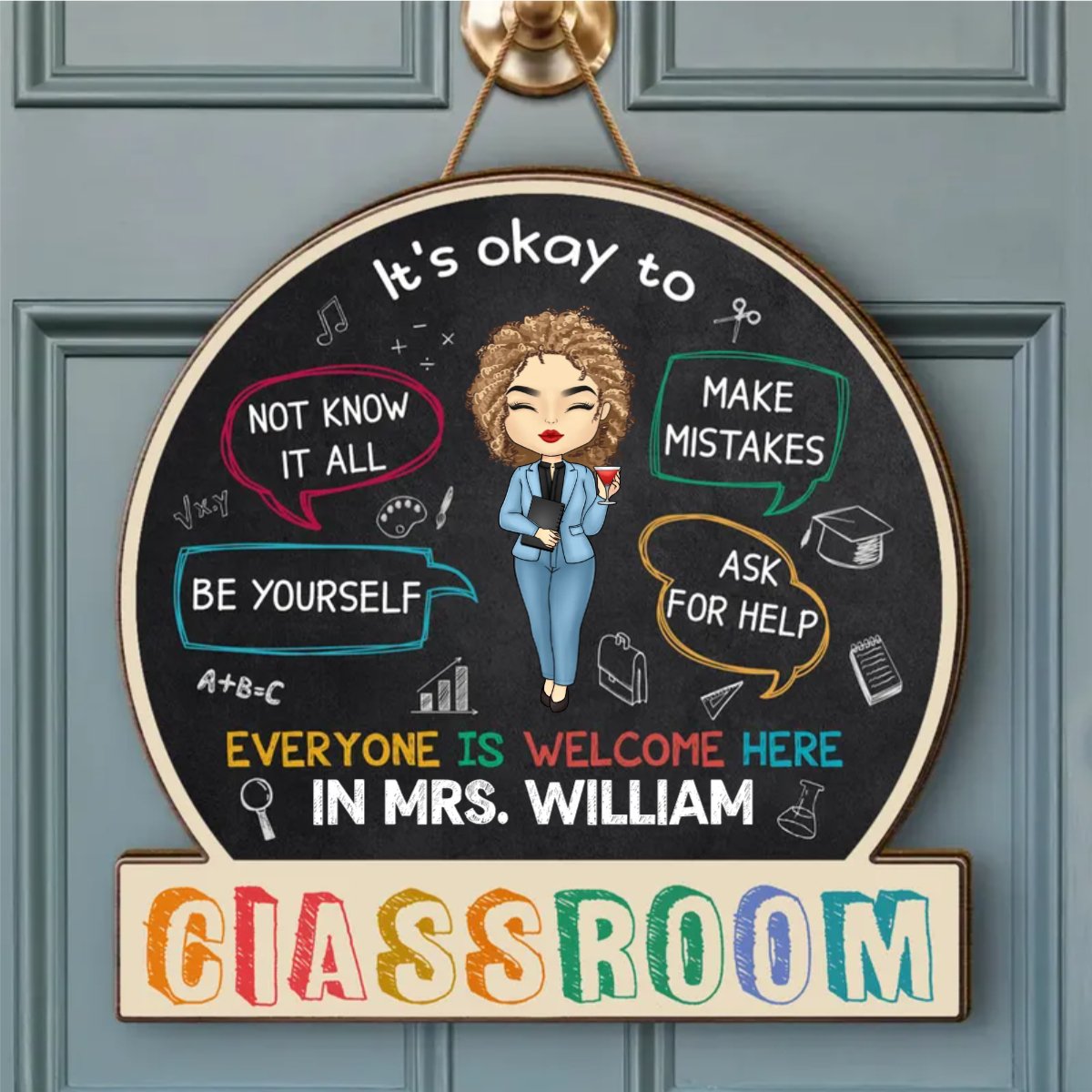 Teacher - In This Classroom It's Okay To - Personalized Shaped Wood Sign