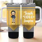 Teacher - Teach Love Inspire - Personalized Tumbler With Handle