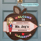 Teacher - Welcome To My Classroom - Personalized Shaped Wood Sign