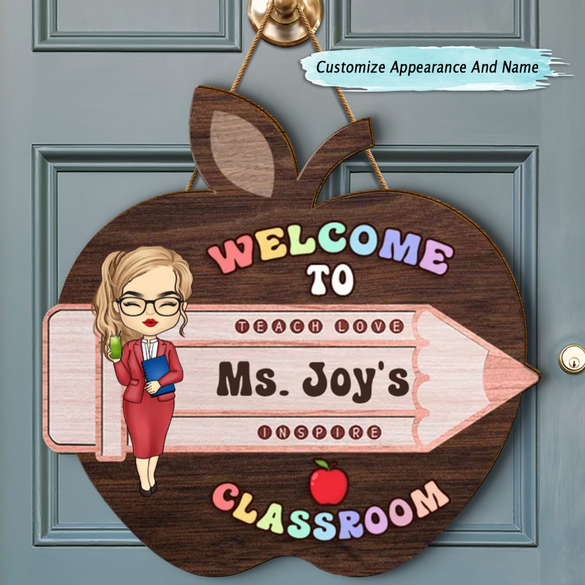 Teacher - Welcome To My Classroom - Personalized Shaped Wood Sign