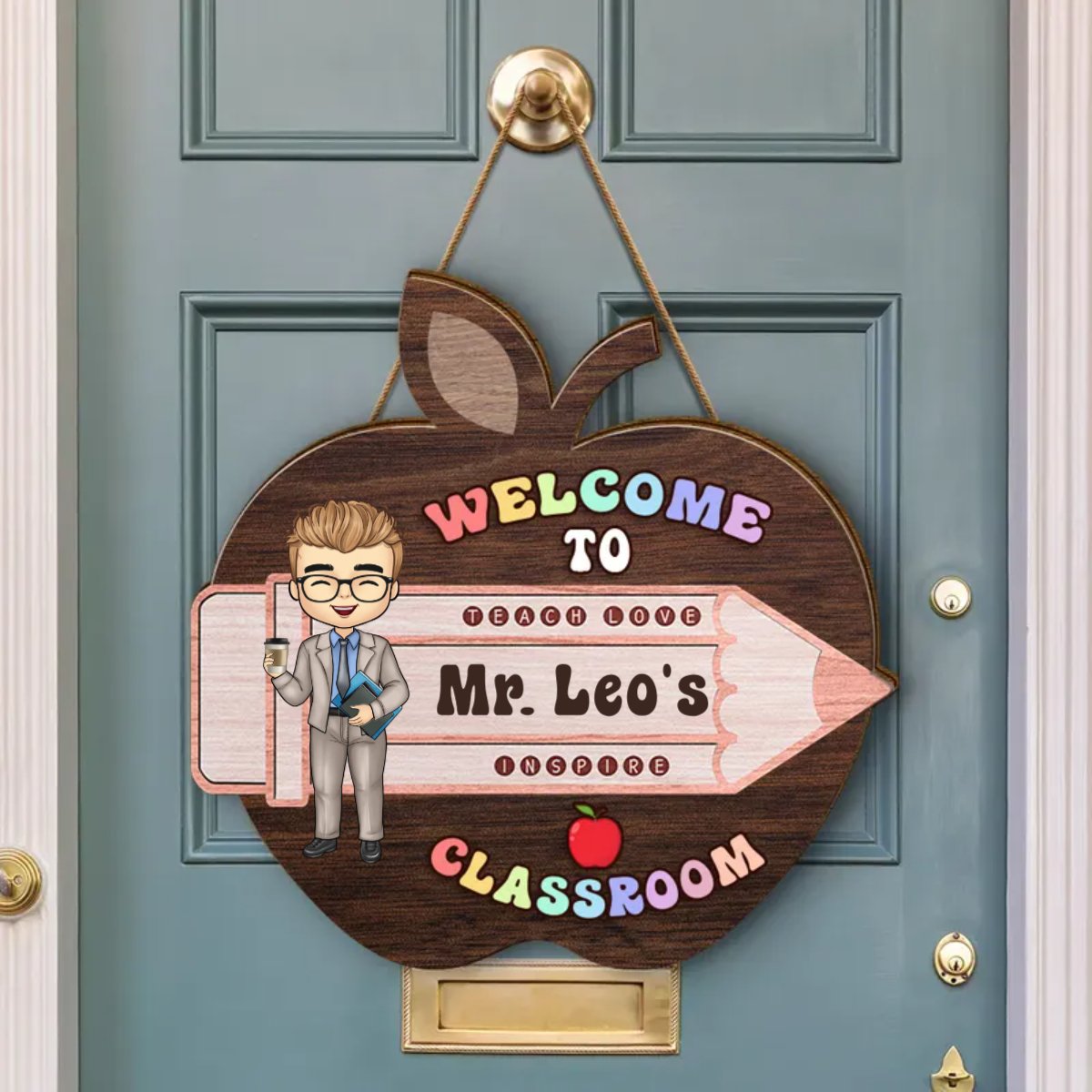 Teacher - Welcome To My Classroom - Personalized Shaped Wood Sign