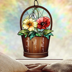 Geburtsblumen-Korb Schwestern beste Freundinnen - Personalisierter Fensterhänger Sonnenfänger Ornament