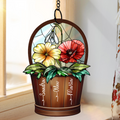 Geburtsblumen-Korb Schwestern beste Freundinnen - Personalisierter Fensterhänger Sonnenfänger Ornament