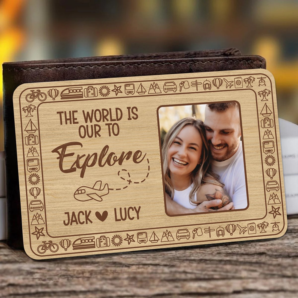 The World Is Ours To Explore - Personalized Photo Aluminum Wallet Card