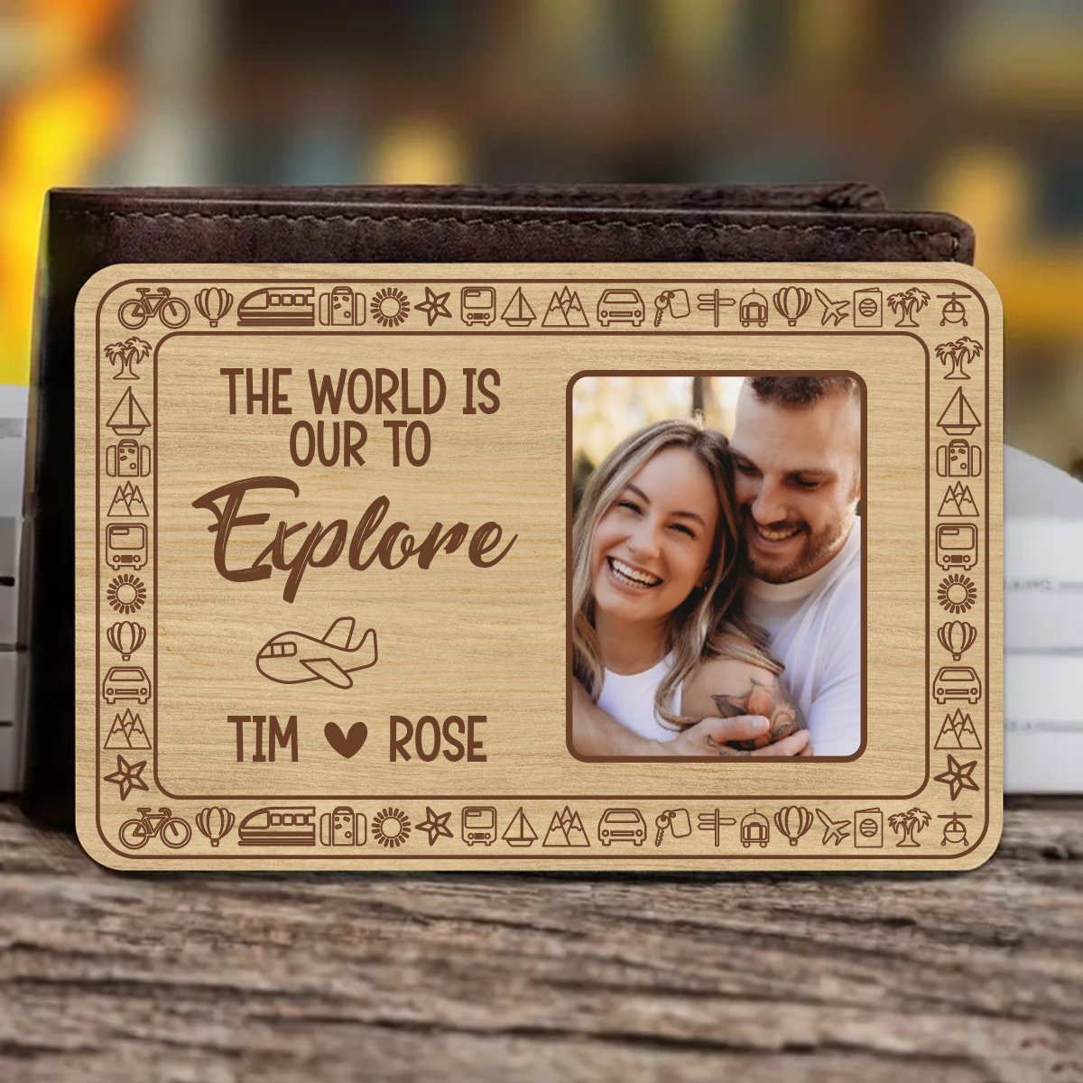 The World Is Ours To Explore - Personalized Photo Aluminum Wallet Card