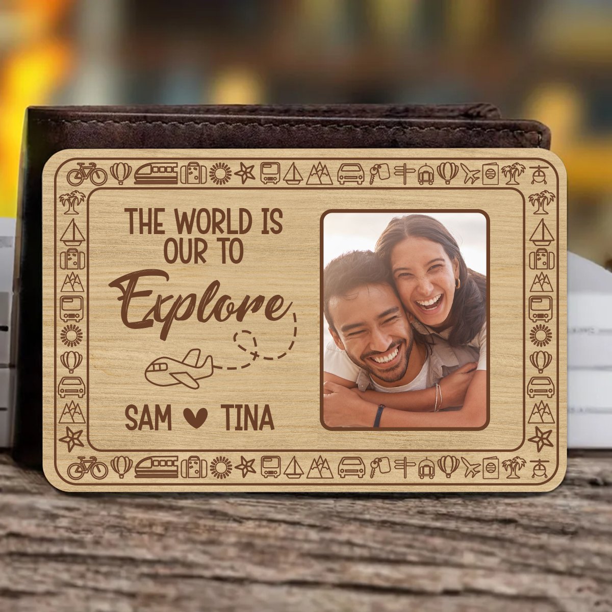 The World Is Ours To Explore - Personalized Photo Aluminum Wallet Card