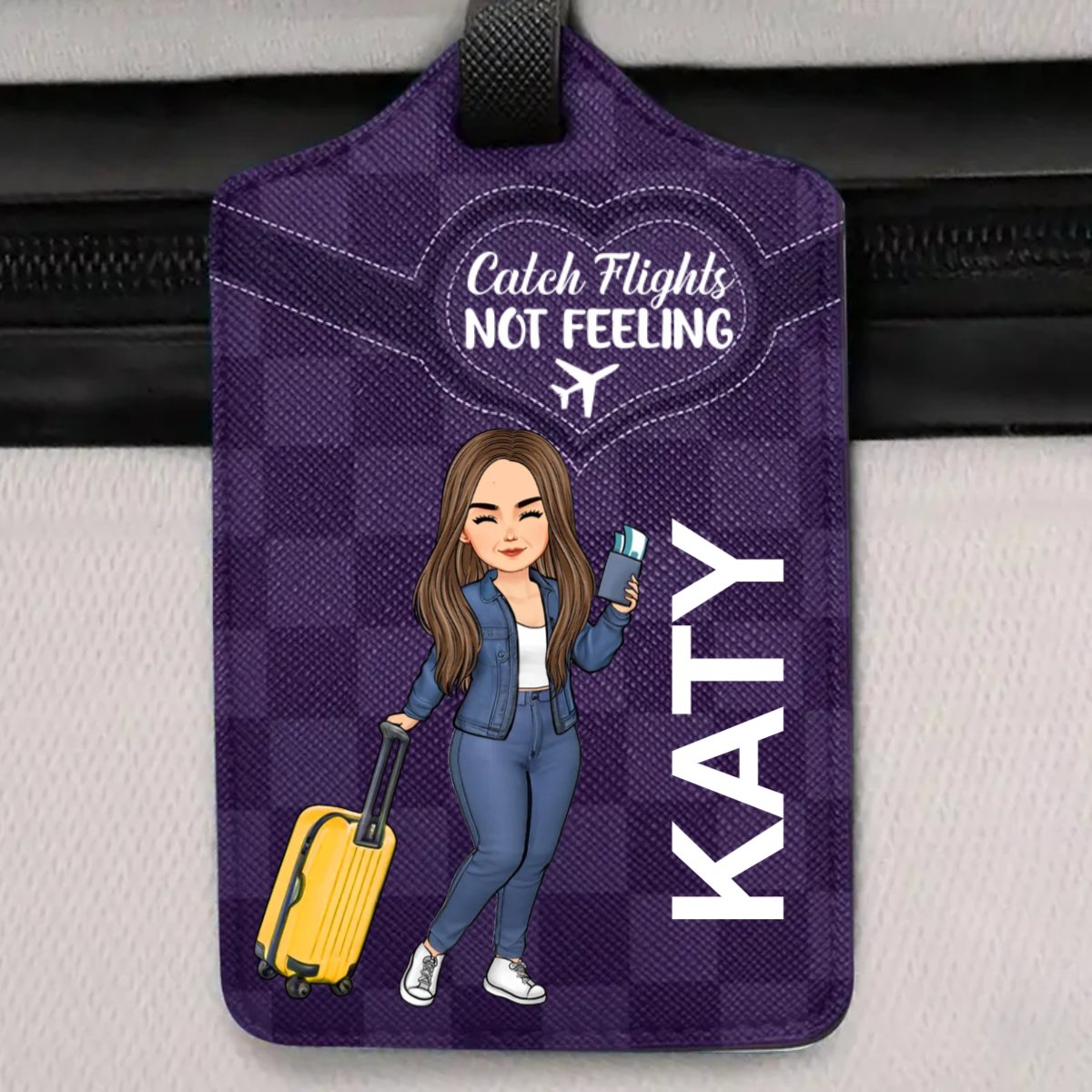 Travel Lovers -Catch Flights Not Feelings  - Personalized Luggage Tag