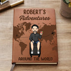 Travel Lovers - My Adventures Around The World - Personalized Leather Journal