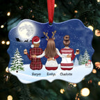 Up To 9 Girls - Custom Name Christmas Ornaments - Personalized Acrylic Ornament (Blue)