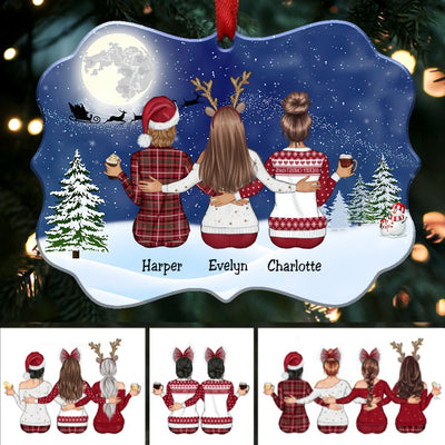 Jusqu'à 9 filles - Décorations de Noël à nom personnalisé - Ornement en acrylique personnalisé (Bleu)