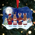 Up To 9 Girls - Custom Name Christmas Ornaments - Personalized Acrylic Ornament (Blue)