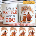 La vie est meilleure avec un chien : Tasse à café personnalisée pour maman de chien, saison d'automne