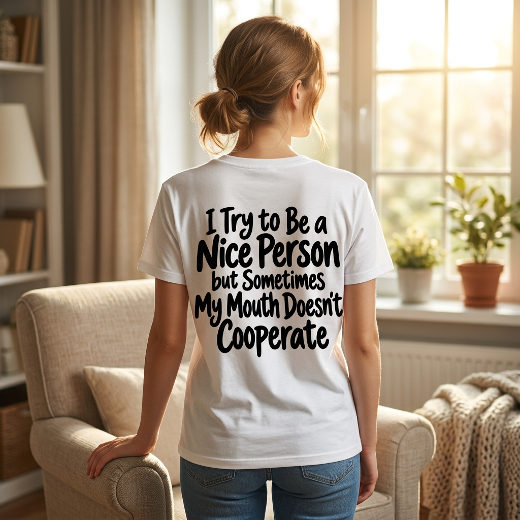 I Try to Be a Nice Person Funny Graphic T-Shirt