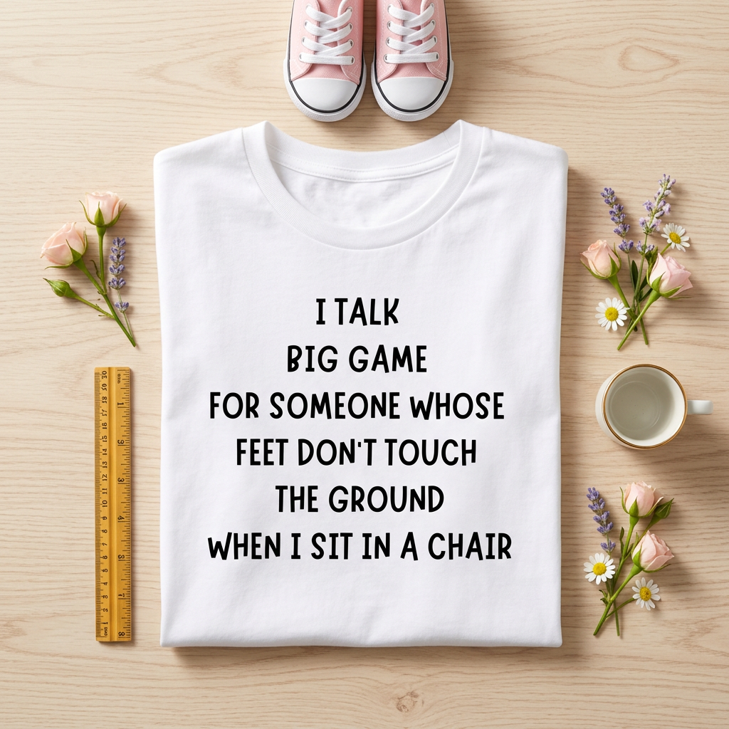 Funny Short Girl T-Shirt – Feet Don't Touch the Ground