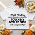 T-shirt humoristique de Thanksgiving « Ne touchez pas à mes œufs farcis »