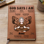 Yoga Lovers - God Says I Am - Personalized Leather Journal (TB)
