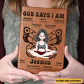 Yoga Lovers - God Says I Am - Personalized Leather Journal (TB)