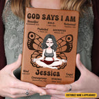 Yoga Lovers - God Says I Am - Personalized Leather Journal (TB)