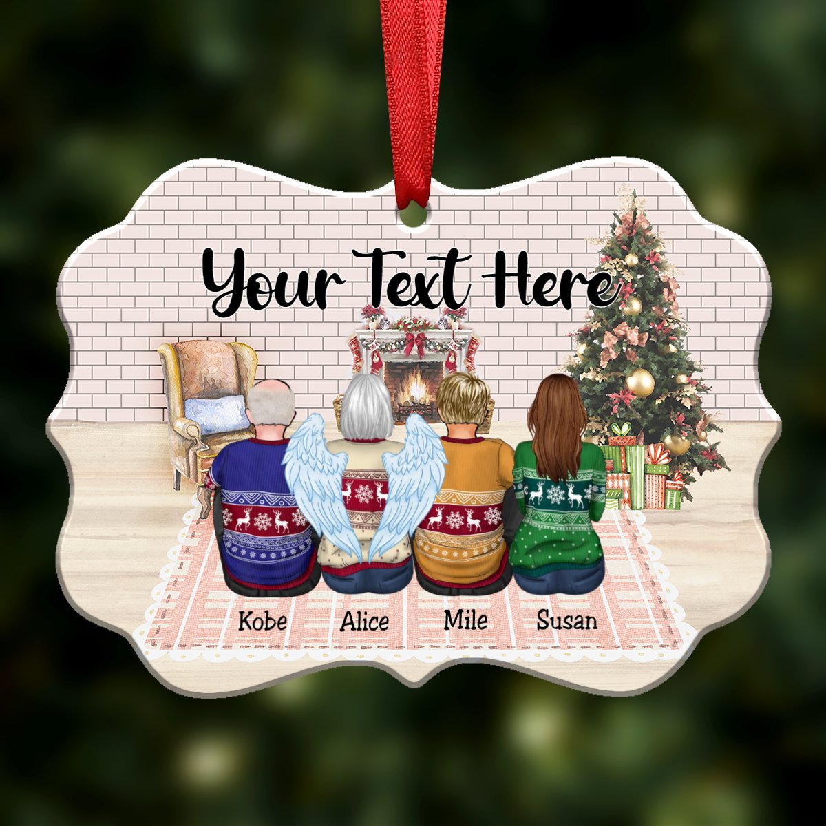 Your Text Here - Personalized Acrylic Ornament ( fireplace )