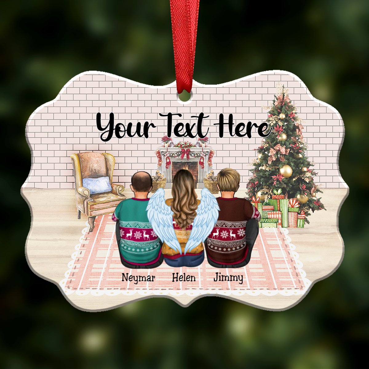 Your Text Here - Personalized Acrylic Ornament ( fireplace )